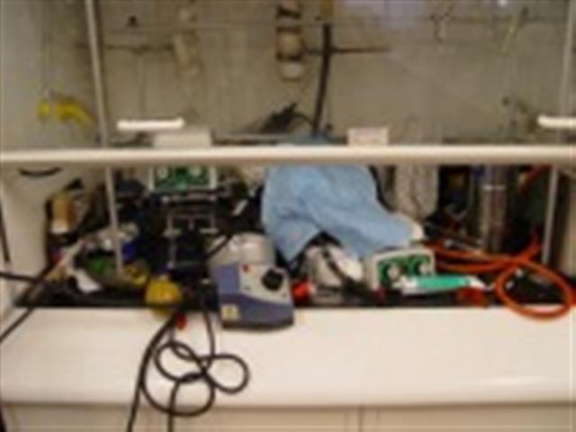 Do not clutter your fumehood with bottles and equipment