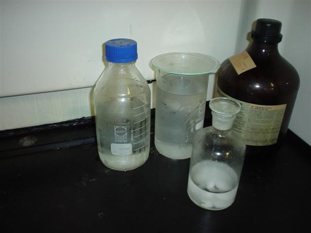 Unlabelled Chemical containers