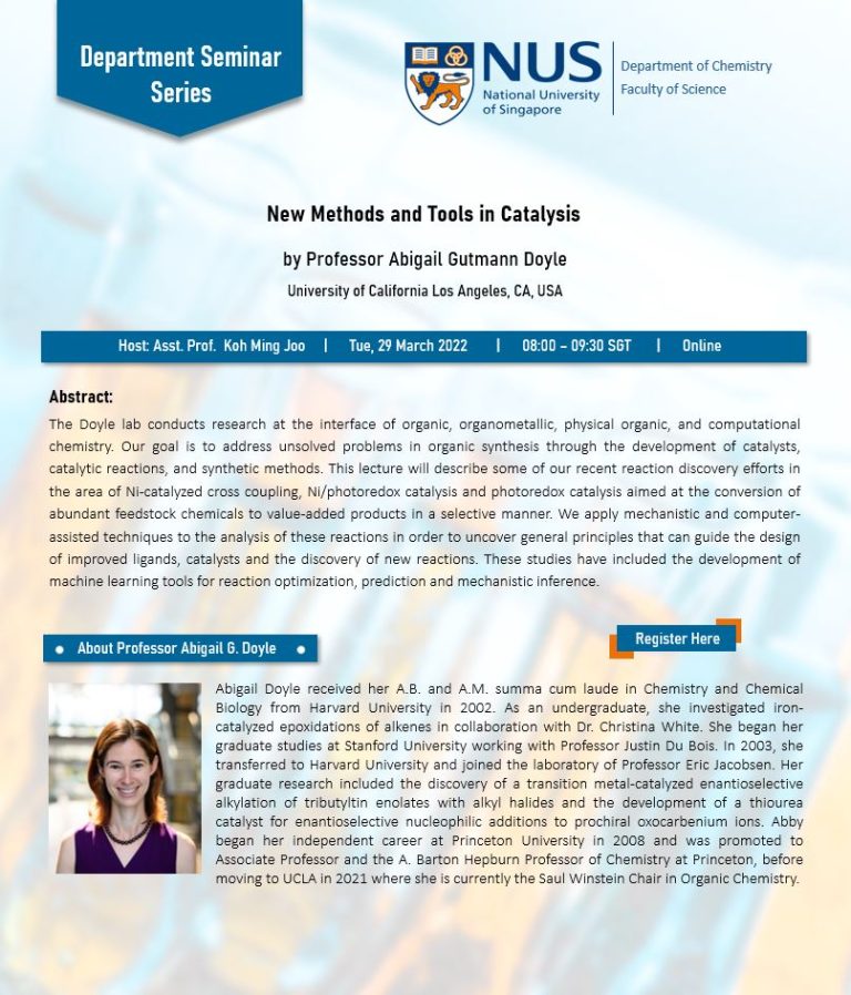 New Methods and Tools in Catalysis by Professor Abigail G. Doyle - NUS ...